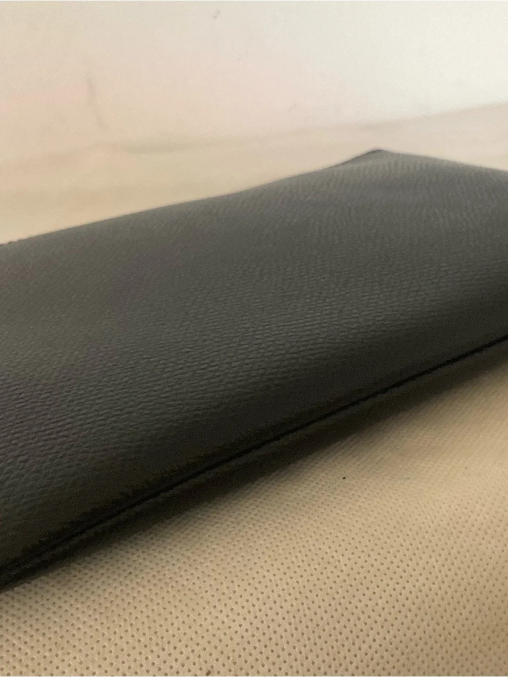 Coach Black Pebble Leather Large Zip Pouch Clutch Purple Graphic EUC